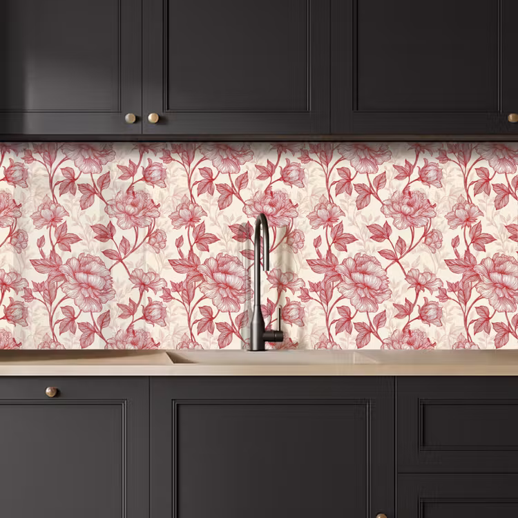 Pioenrozen - Modern - Rood keuken achterwand 2 middel 871 -sfeer1