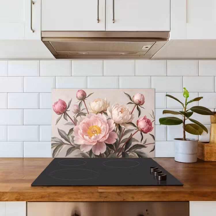 Pioenrozen - Boeket - Roze keuken achterwand spatscherm klein -sfeer2