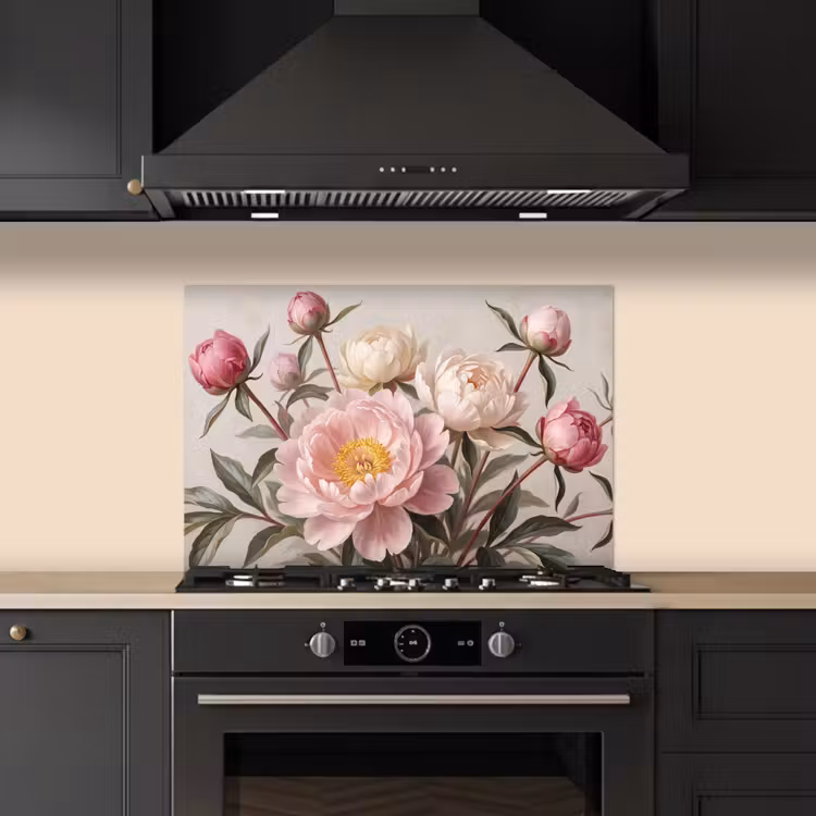 Pioenrozen - Boeket - Roze keuken achterwand spatscherm klein -sfeer1