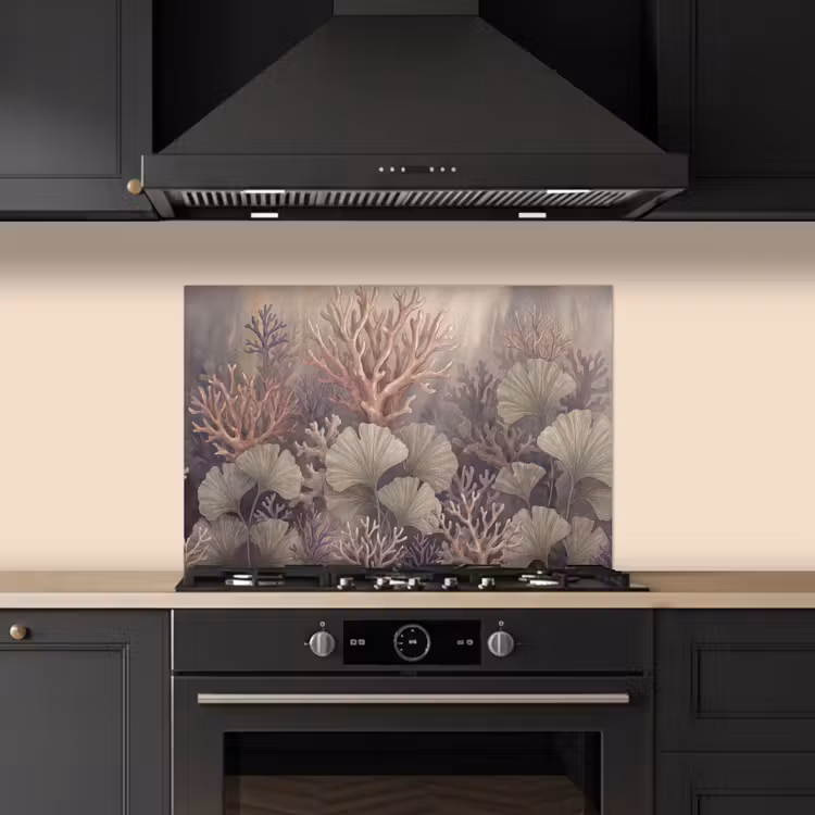 Plant - Bladeren - Zee - Illustratie - Groen keuken achterwand spatscherm klein -sfeer1