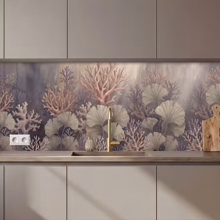 Plant - Bladeren - Zee - Illustratie - Groen keuken achterwand 2 middel zz_3dshopping