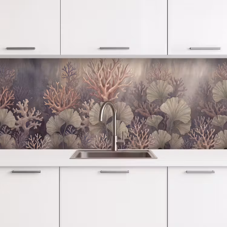 Plant - Bladeren - Zee - Illustratie - Groen keuken achterwand 2 middel -3d