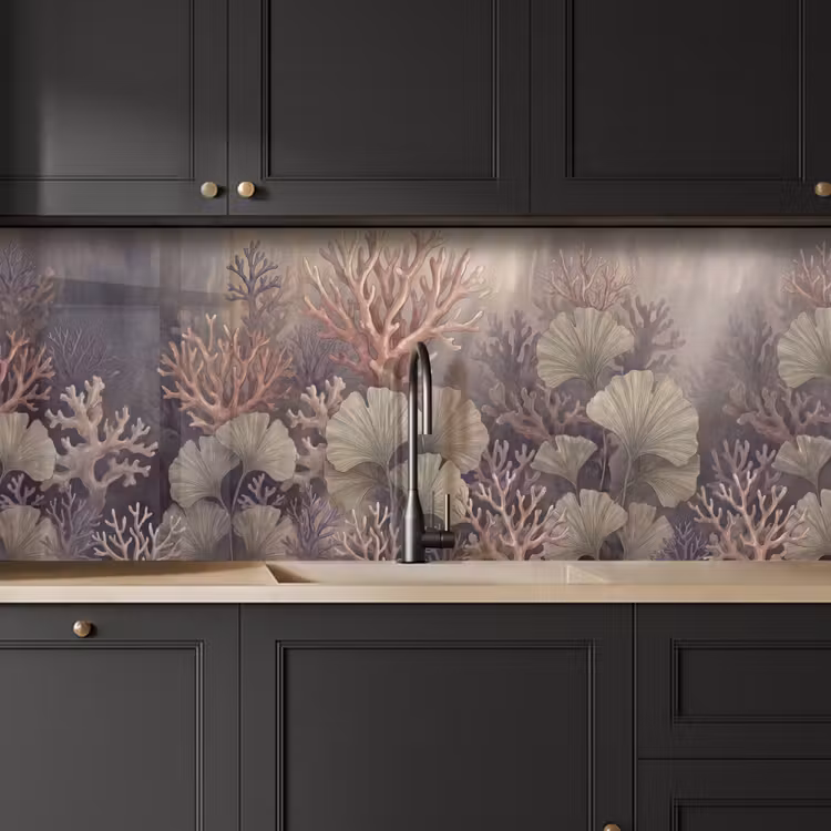 Plant - Bladeren - Zee - Illustratie - Groen keuken achterwand 2 middel -sfeer1