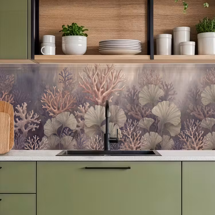 Plant - Bladeren - Zee - Illustratie - Groen keuken achterwand 2 middel -sfeer3
