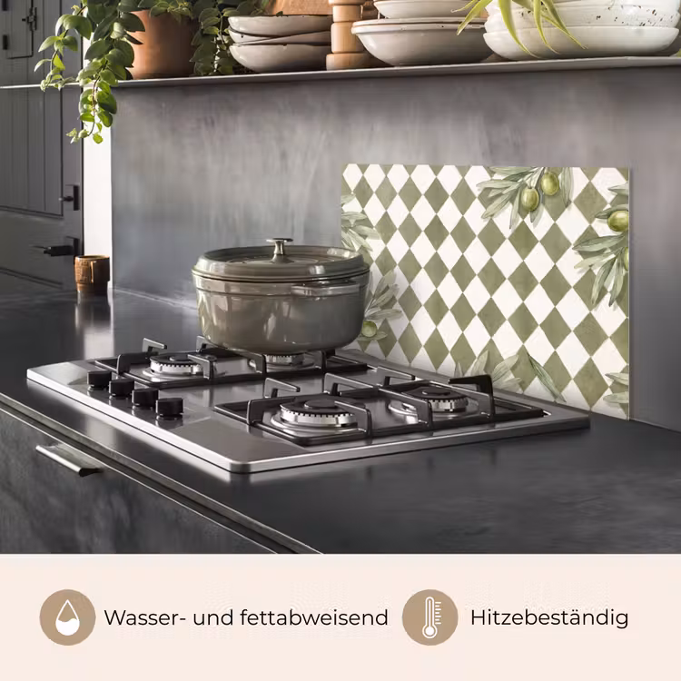 Plant - Olijftakken - Waterverf - Mediterraan - Groen keuken achterwand spatscherm klein -usp_DE