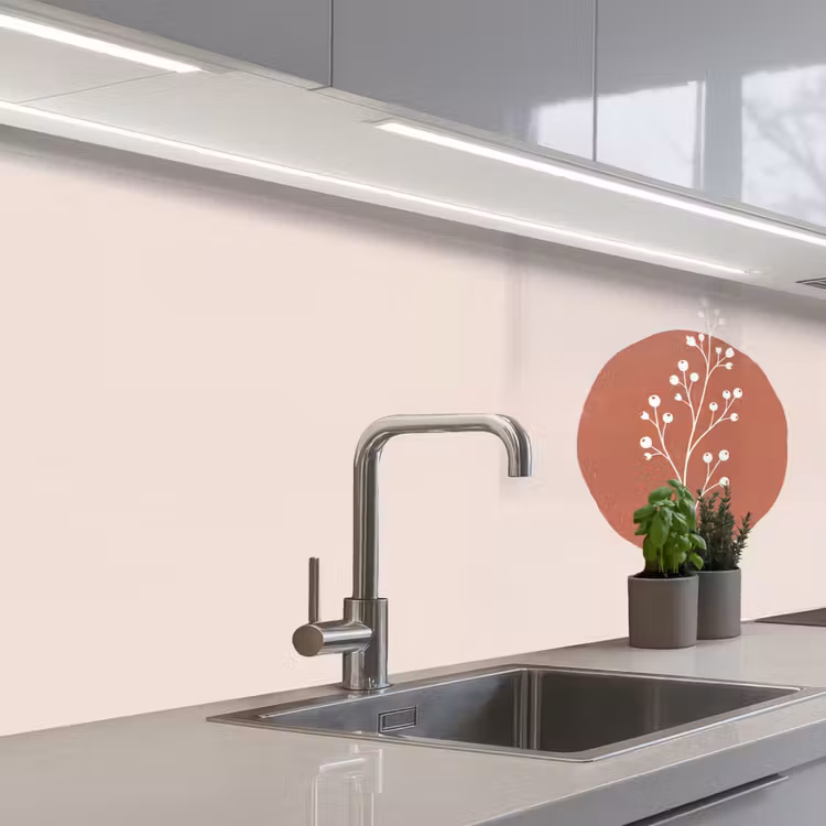 Plant - Tak - Abstract - Modern - Wit keuken achterwand 2 middel -3d_schuin