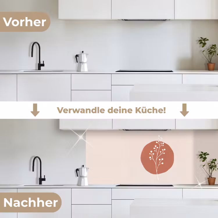 Plant - Tak - Abstract - Modern - Wit keuken achterwand 2 middel -voor-na_DE