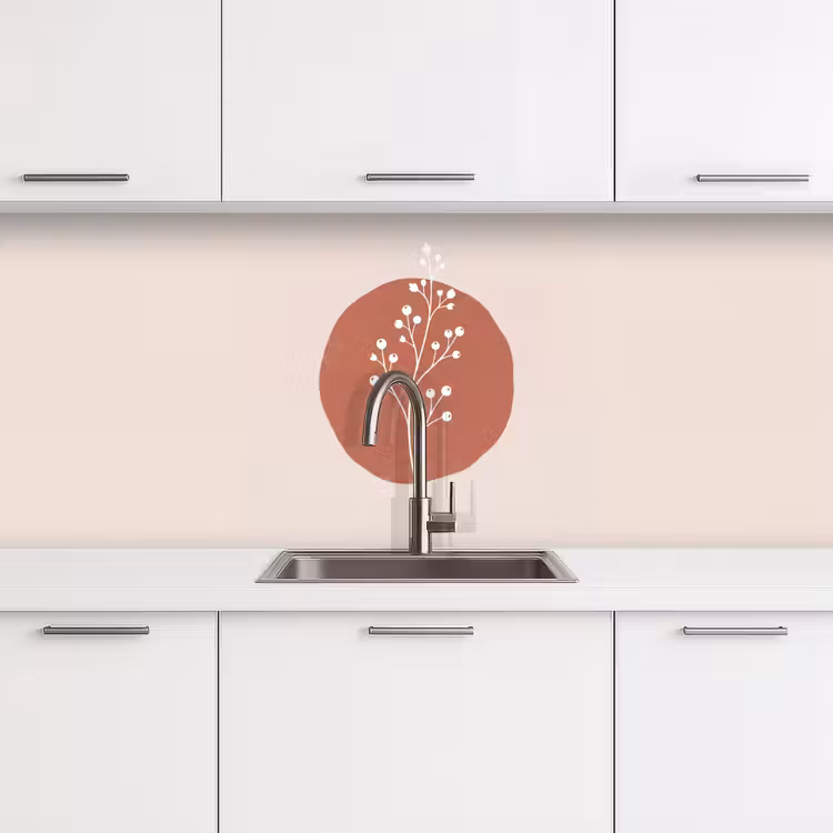 Plant - Tak - Abstract - Modern - Wit keuken achterwand 2 middel -3d