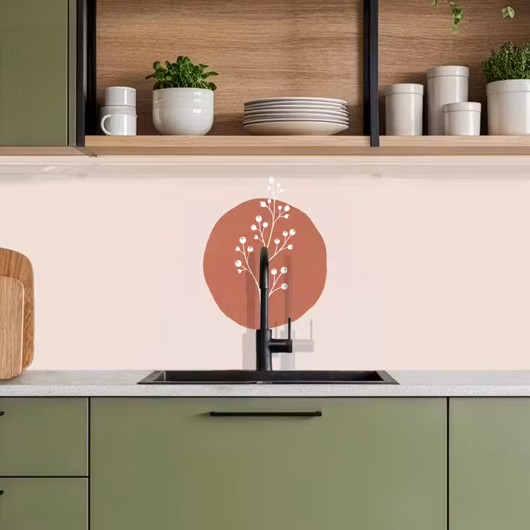 Plant - Tak - Abstract - Modern - Wit keuken achterwand 2 middel -sfeer3