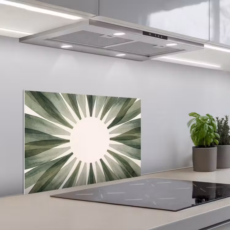 Planten - Abstract - Waterverf - Groen - Natuur keuken achterwand spatscherm klein -3d_schuin