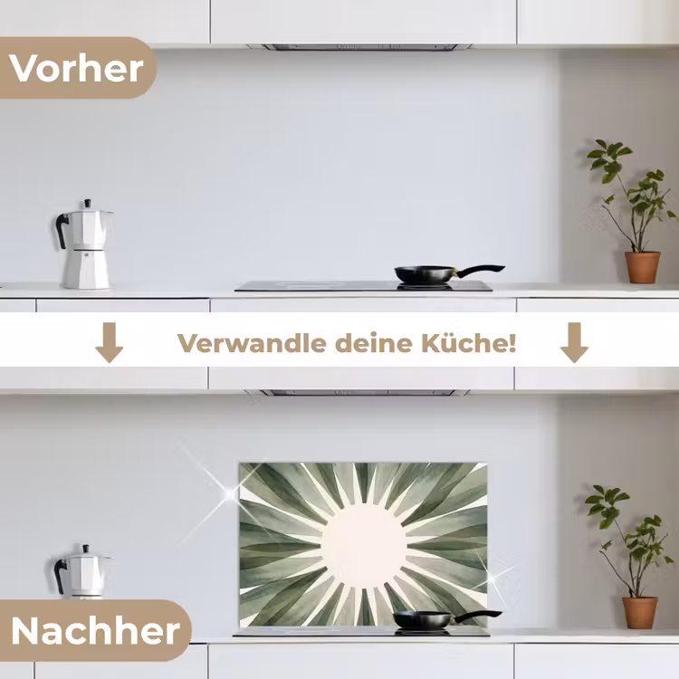 Planten - Abstract - Waterverf - Groen - Natuur keuken achterwand spatscherm klein -voor_na_DE