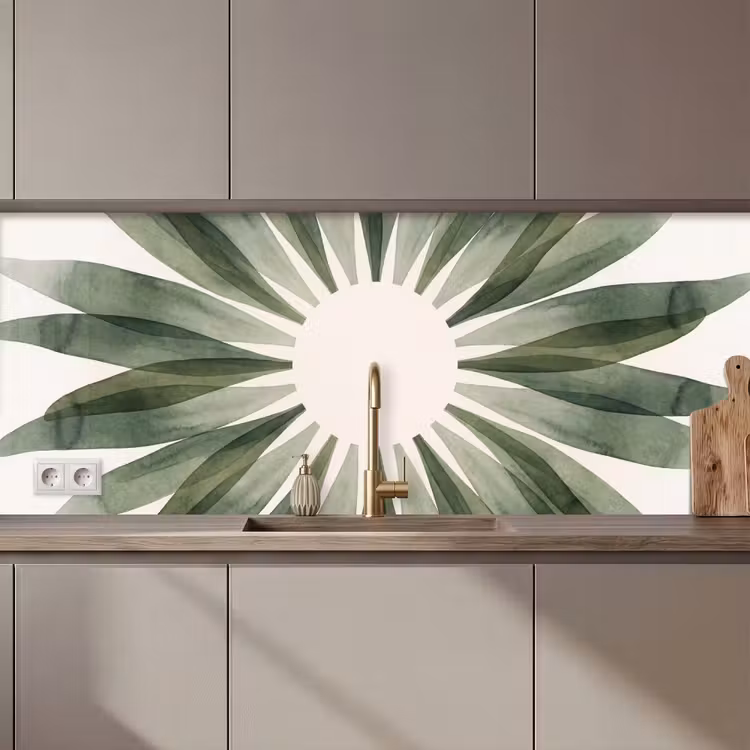 Planten - Abstract - Waterverf - Groen - Natuur keuken achterwand 2 middel zz_3dshopping