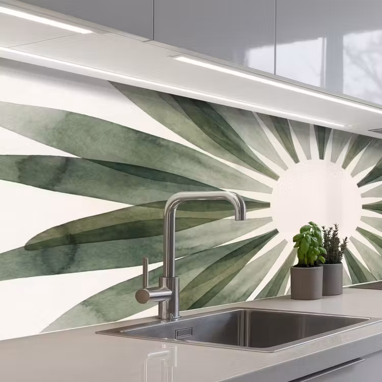 Planten - Abstract - Waterverf - Groen - Natuur keuken achterwand 2 middel -3d_schuin