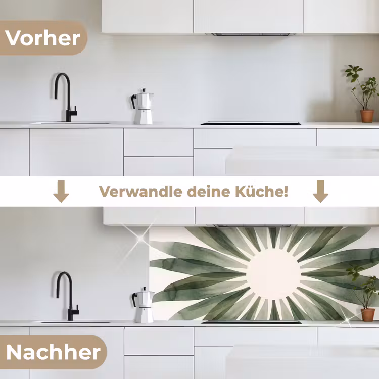 Planten - Abstract - Waterverf - Groen - Natuur keuken achterwand 2 middel -voor-na_DE