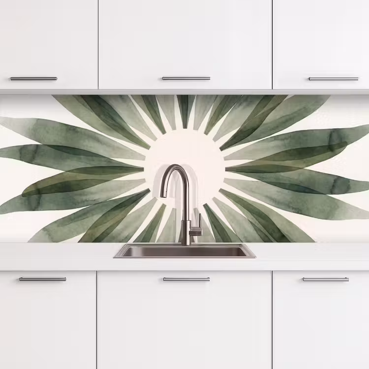 Planten - Abstract - Waterverf - Groen - Natuur keuken achterwand 2 middel -3d