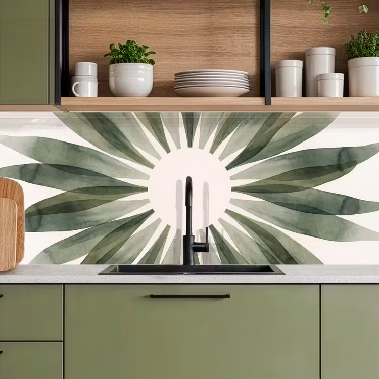 Planten - Abstract - Waterverf - Groen - Natuur keuken achterwand 2 middel -sfeer3