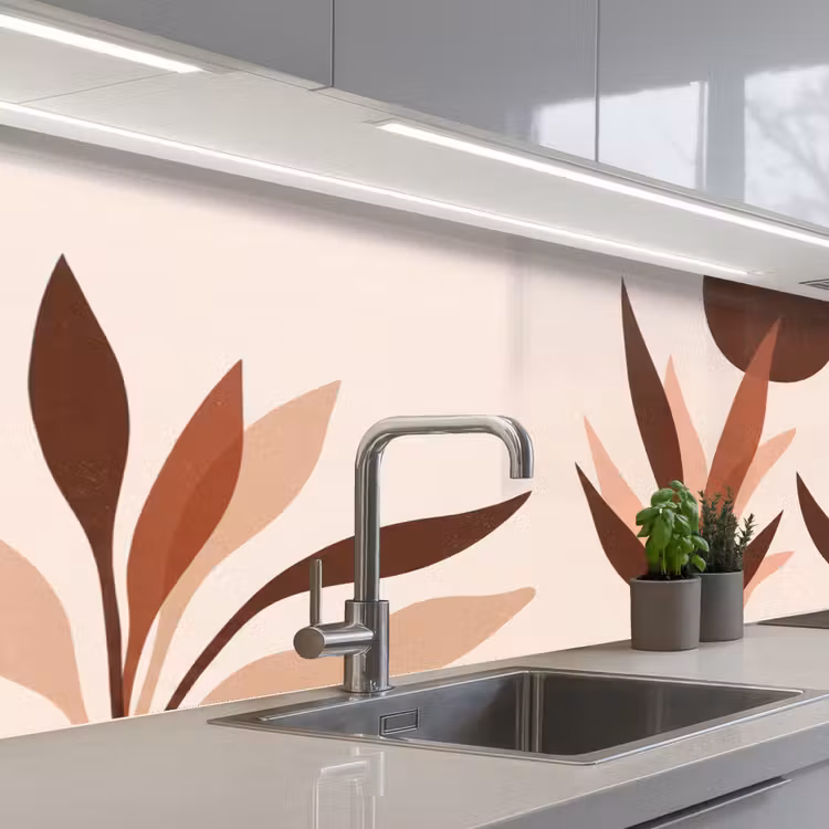 Planten - Abstract - Natuur - Bruin keuken achterwand 2 middel -3d_schuin