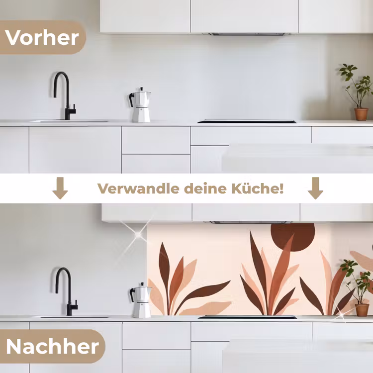 Planten - Abstract - Natuur - Bruin keuken achterwand 2 middel -voor-na_DE