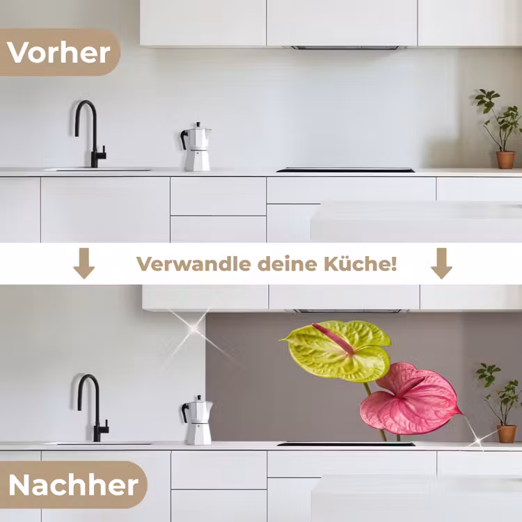 Planten - Anthurium - Groen - Roze keuken achterwand 2 middel -voor-na_DE