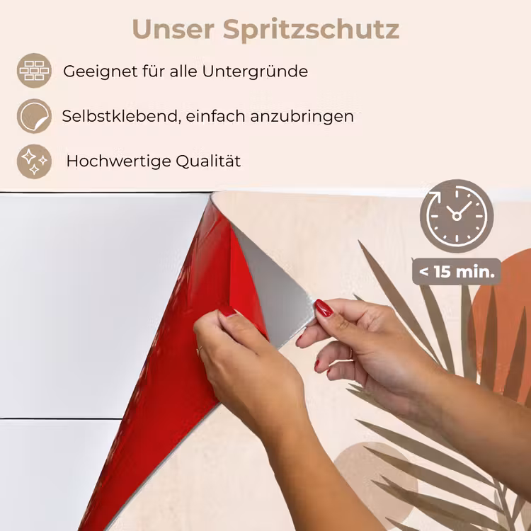 Planten - Bladeren - Abstract - Modern - Beige keuken achterwand spatscherm klein -spatscherm_DE