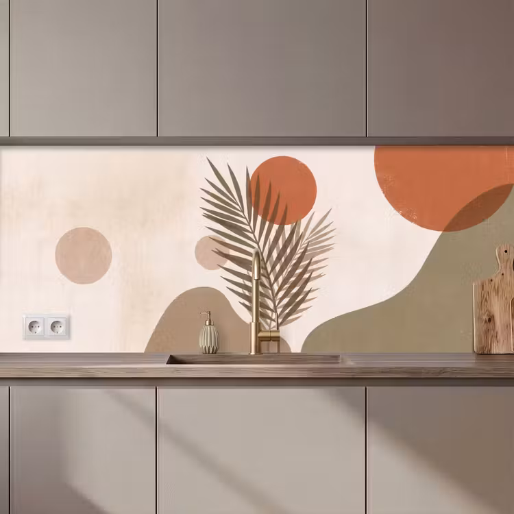 Planten - Bladeren - Abstract - Modern - Beige keuken achterwand 2 middel zz_3dshopping