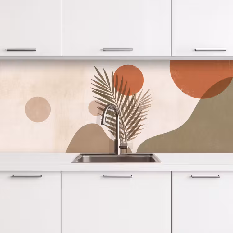 Planten - Bladeren - Abstract - Modern - Beige keuken achterwand 2 middel -3d
