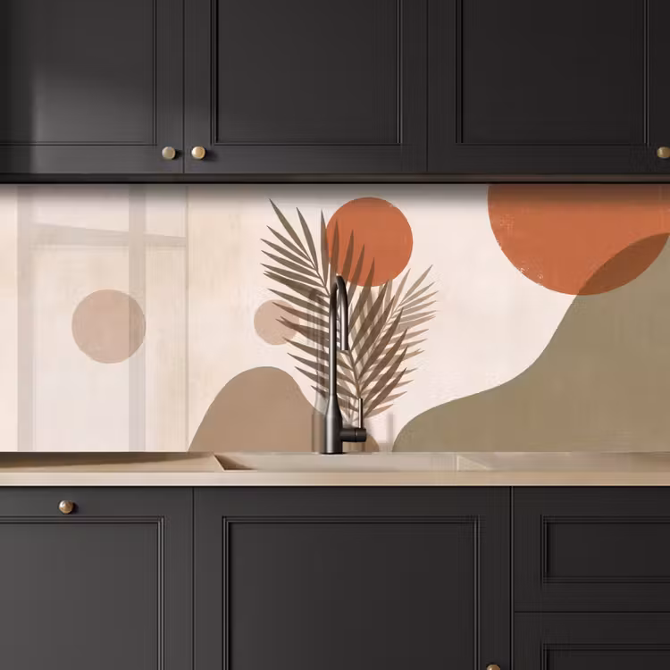 Planten - Bladeren - Abstract - Modern - Beige keuken achterwand 2 middel -sfeer1
