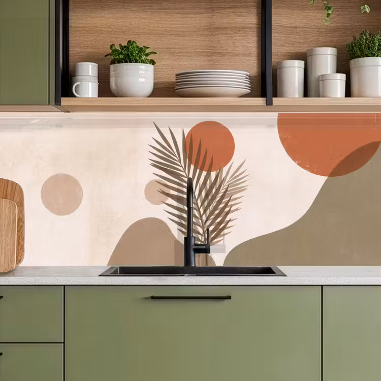 Planten - Bladeren - Abstract - Modern - Beige keuken achterwand 2 middel -sfeer3