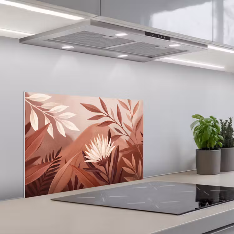 Planten - Bladeren - Botanisch - Modern - Bruin keuken achterwand spatscherm klein -3d_schuin