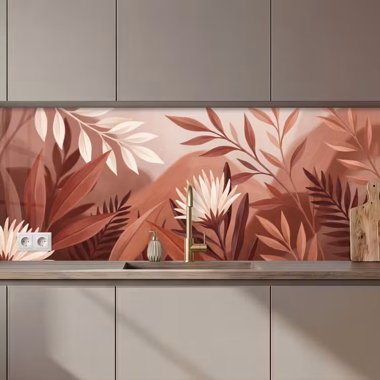 Planten - Bladeren - Botanisch - Modern - Bruin keuken achterwand 2 middel zz_3dshopping