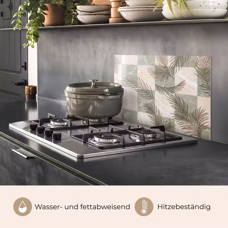 Planten - Bladeren - Marmer - Modern - Groen keuken achterwand spatscherm klein -usp_DE