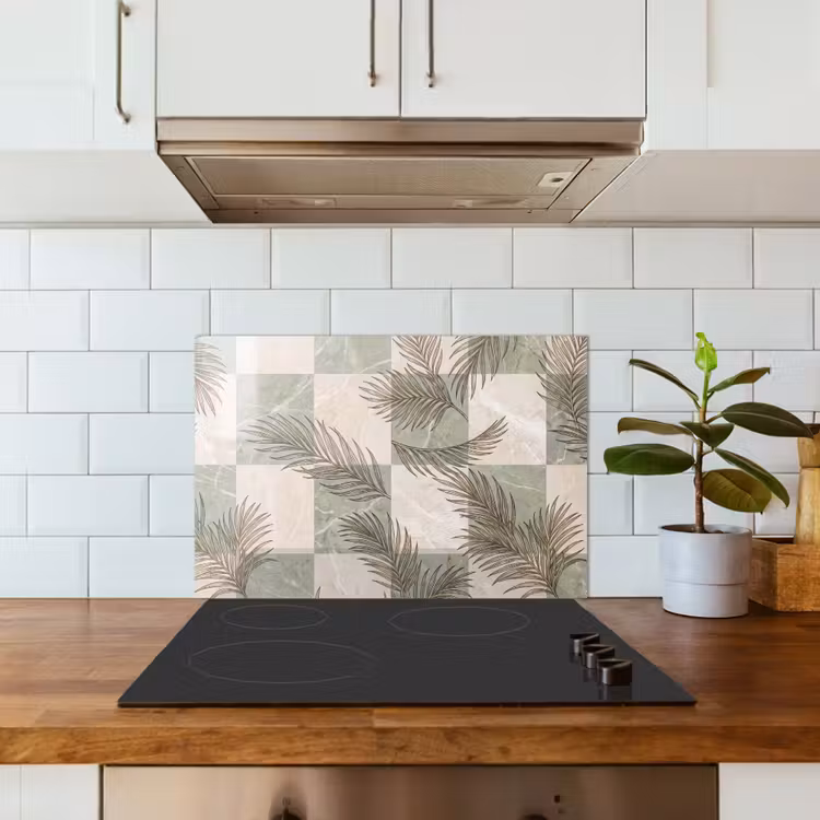 Planten - Bladeren - Marmer - Modern - Groen keuken achterwand spatscherm klein -sfeer2