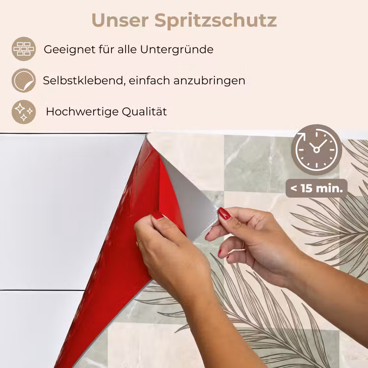 Planten - Bladeren - Marmer - Modern - Groen keuken achterwand spatscherm klein -spatscherm_DE