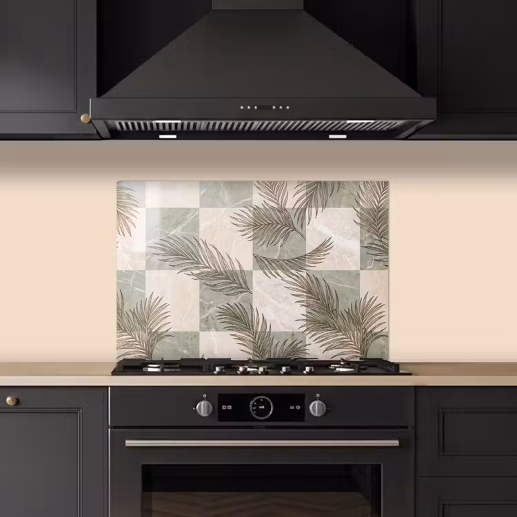 Planten - Bladeren - Marmer - Modern - Groen keuken achterwand spatscherm klein -sfeer1