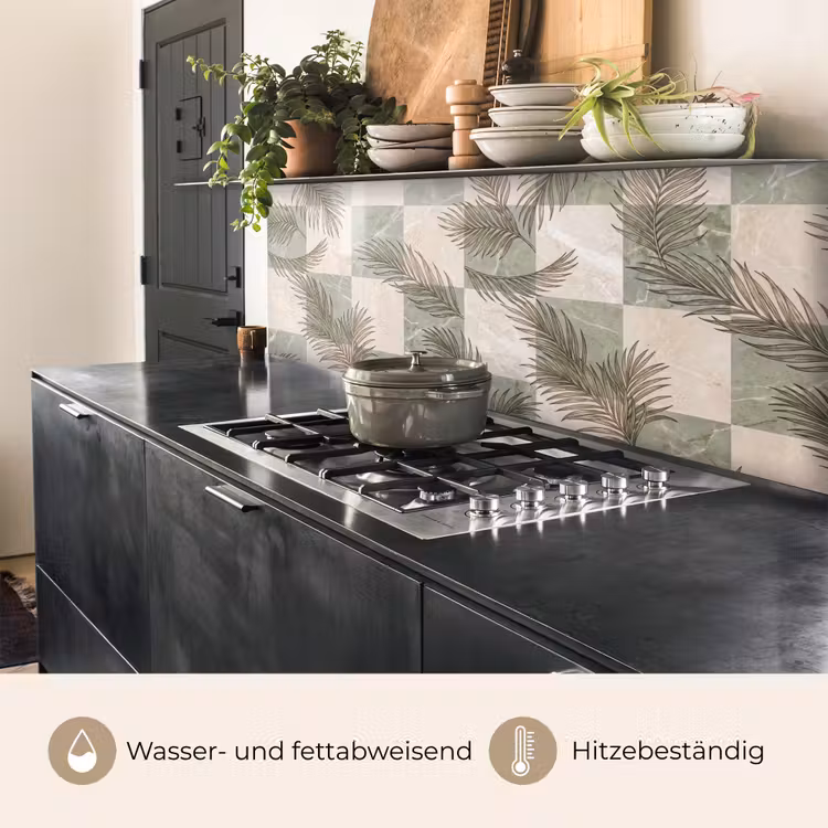 Planten - Bladeren - Marmer - Modern - Groen keuken achterwand 2 middel -usp_DE