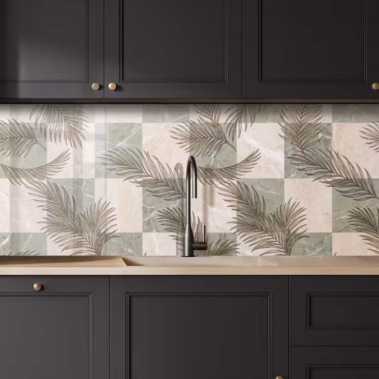 Planten - Bladeren - Marmer - Modern - Groen keuken achterwand 2 middel -sfeer1