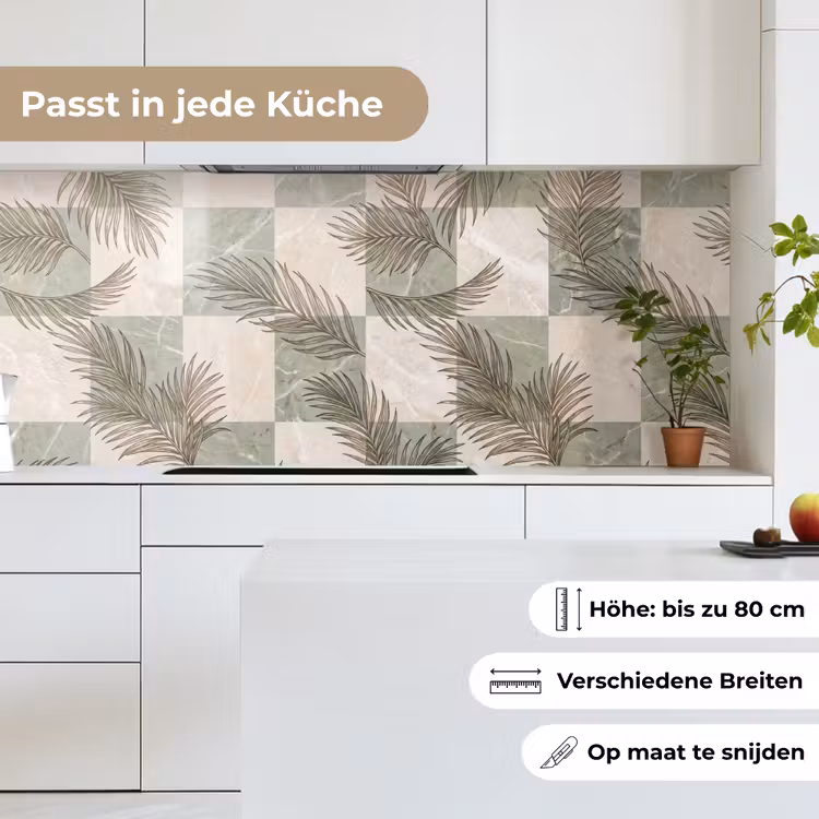 Planten - Bladeren - Marmer - Modern - Groen keuken achterwand 2 middel -sfeer4_DE
