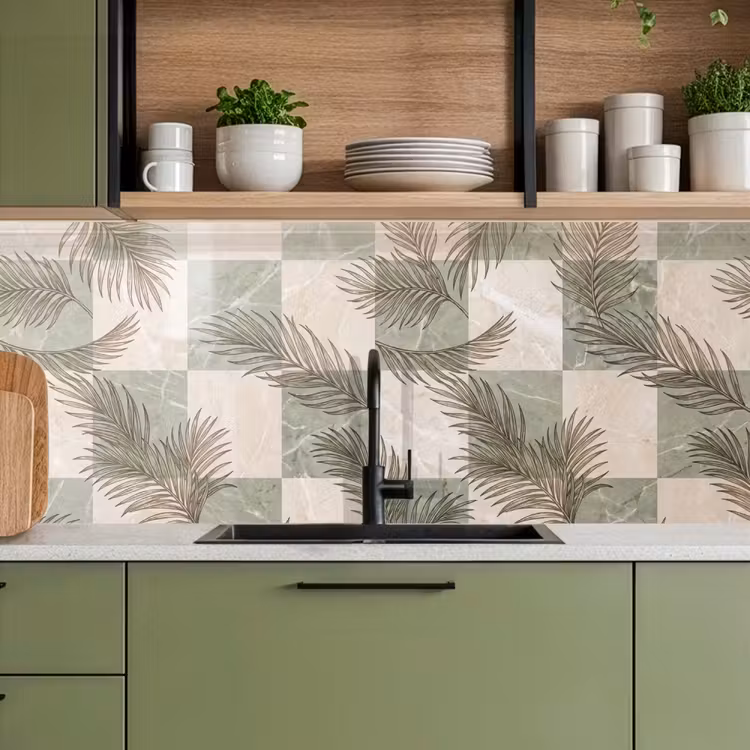 Planten - Bladeren - Marmer - Modern - Groen keuken achterwand 2 middel -sfeer3