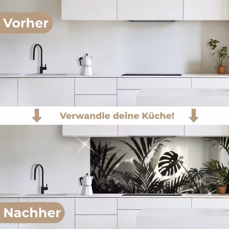 Planten - Bladeren - Natuur - Minimalistisch - Groen keuken achterwand 2 middel -voor-na_DE