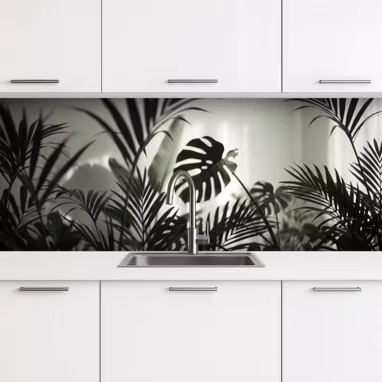 Planten - Bladeren - Natuur - Minimalistisch - Groen keuken achterwand 2 middel -3d
