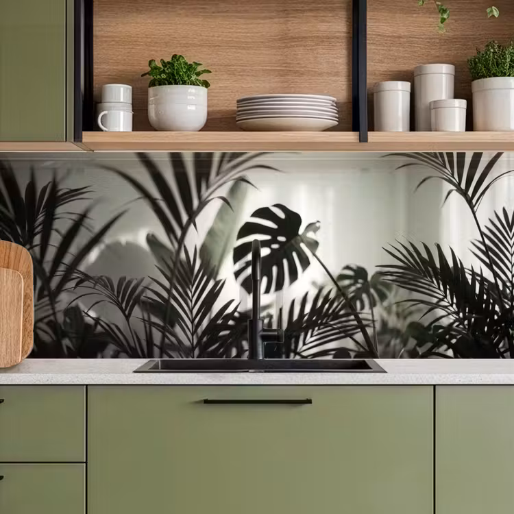 Planten - Bladeren - Natuur - Minimalistisch - Groen keuken achterwand 2 middel -sfeer3