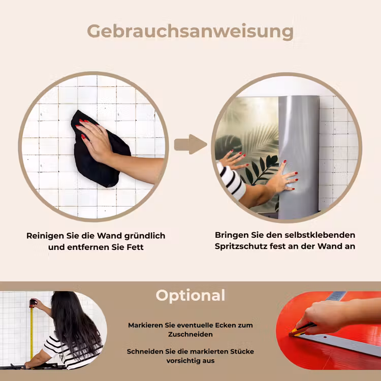 Planten - Bladeren - Schaduwen - Groen - Modern keuken achterwand spatscherm klein -gebruiksaanwijzing_DE