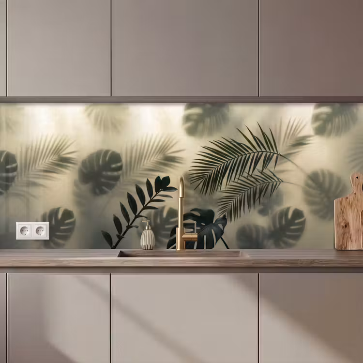 Planten - Bladeren - Schaduwen - Groen - Modern keuken achterwand 2 middel zz_3dshopping