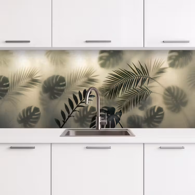 Planten - Bladeren - Schaduwen - Groen - Modern keuken achterwand 2 middel -3d
