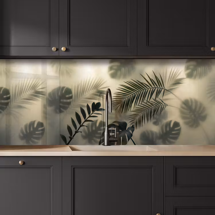 Planten - Bladeren - Schaduwen - Groen - Modern keuken achterwand 2 middel -sfeer1