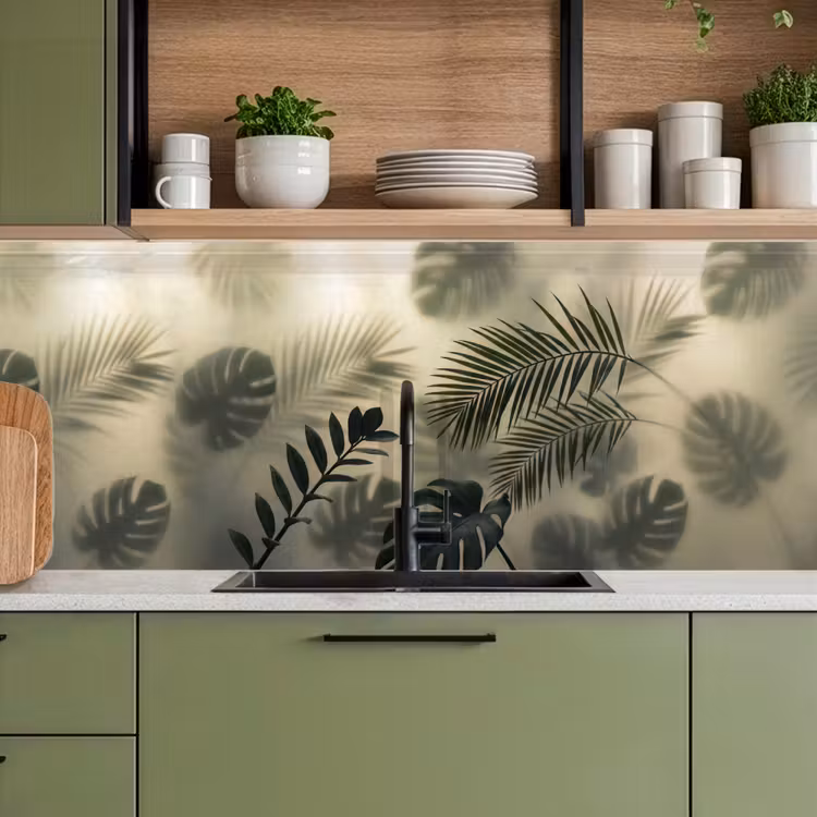 Planten - Bladeren - Schaduwen - Groen - Modern keuken achterwand 2 middel -sfeer3
