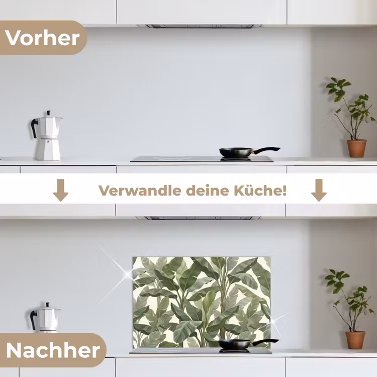 Planten - Bladeren - Tropisch - Groen keuken achterwand spatscherm klein -voor_na_DE