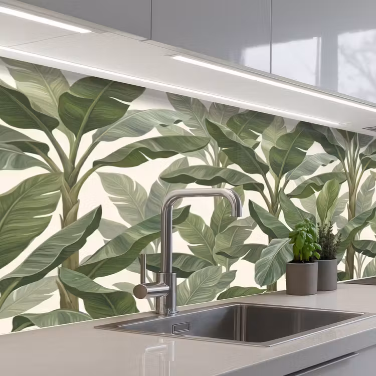 Planten - Bladeren - Tropisch - Groen keuken achterwand 2 middel -3d_schuin
