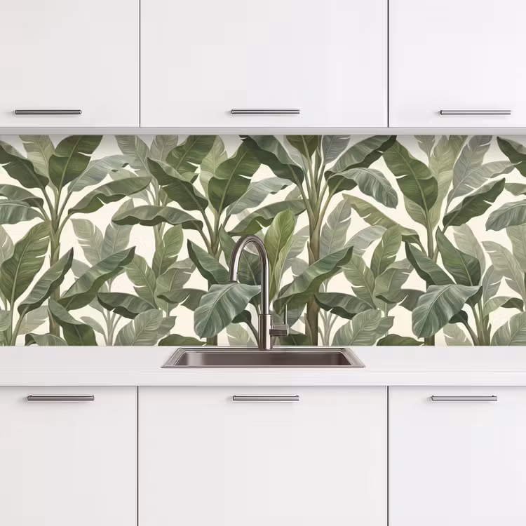 Planten - Bladeren - Tropisch - Groen keuken achterwand 2 middel -3d
