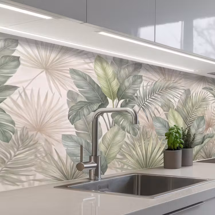 Planten - Tropisch - Bladeren - Groen - Natuur keuken achterwand 2 middel -3d_schuin